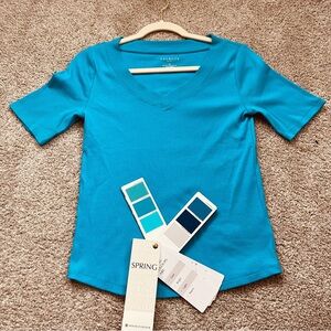 Talbots Women's Teal V-Neck Short Sleeve Tee